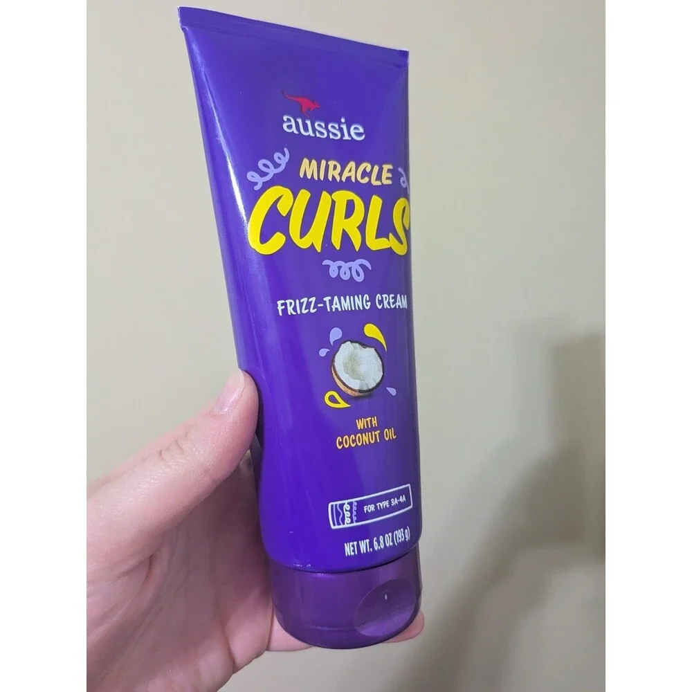 Aussie Miracle Curls Frizz Taming Curl Cream, for Curly Hair 6.8 fl oz, Curly